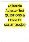 California Adjuster Test QUESTIONS & CORRECT SOLUTIONS(2024 LATEST UPDATE)