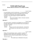 NURS 6650 Final Exam  Latest 2021  Walden University.docx    NURS 6650  NURS 6650 Final Exam  (Recent Solutions and Resources for multiple versions)  ï‚·Question 1    1 out of 1 points  In a group therapy session for adolescents, a 15-year-old patient say