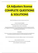 CA Adjusters license COMPLETE QUESTIONS & SOLUTIONS