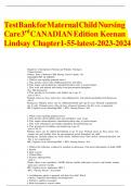 Test Bank for Maternal Child Nursing Care 3rd CANADIAN Edition Keenan Lindsay Chapter1-55-latest-2023-2024.