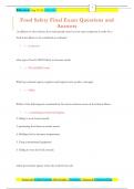 Food Safety Final Exam Questions and  Answers