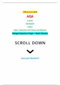 Official June 2024 AQA A-LEVEL SOCIOLOGY 7192/1 Paper 1 Education with Theory and Methods Merged Question Paper + Mark Scheme