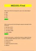 MED201 - Final Exam | Questions and Answers.