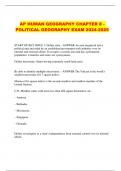 AP HUMAN GEOGRAPHY CHAPTER 8 - POLITICAL GEOGRAPHY EXAM 2024-2025