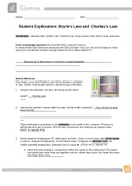 CHEMISTRY 123_Gizmo Boyle & Charles Law Student Lab Sheet Question And Answers (Download To Score An A).