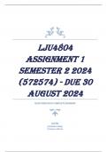 LJU4804 Assignment 1 (COMPLETE ANSWERS) Semester 2 2024 (572574) - DUE 30 August 2024