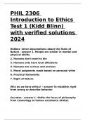 PHIL 2306 Introduction to Ethics Test 1 (Kidd Blinn) with verified solutions 2024