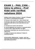 EXAM 1 - PHIL 2306 - Intro to ethics - Prof Kidd with verified solutions 2024