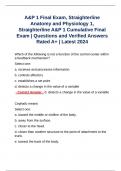 A&P 1 Final Exam, Straighterline Anatomy and Physiology 1, Straighterline A&P 1 Cumulative Final Exam | Questions and Verified Answers Rated A+ | Latest 2024 