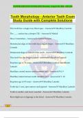 Tooth Morphology - Anterior Teeth Exam Study Guide with Complete Solutions