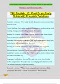 TRU English 1101 Final Exam Study Guide with Complete Solutions