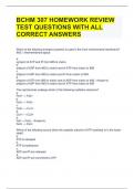 BCHM 307 HOMEWORK REVIEW TEST QUESTIONS WITH ALL CORRECT ANSWERS 