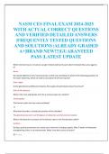 NASM CES FINAL EXAM 2024-2025  WITH ACTUAL CORRECT QUESTIONS  AND VERIFIED DETAILED ANSWERS  |FREQUENTLY TESTED QUESTIONS  AND SOLUTIONS |ALREADY GRADED  A+|BRAND NEW!!!|GUARANTEED  PASS |LATEST UPDATE