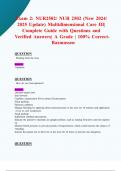 Exam 1 & Exam 2 : NUR2502/ NUR 2502 (New 2024/ 2025 Updates BUNDLED TOGETHER WITH COMPLETE SOLUTIONS) Multidimensional Care III | Questions and Verified Answers| A Grade | 100% Correct- Rasmussen