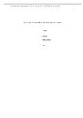 COMMUNITY TEACHING PLAN: TEACHING EXPERIENCE PAPER