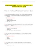 BUSN 420 WEEK 6 INTELLECTUAL PROPERTY AND CYBERLAW QUIZ / BUSN420 WEEK 6 INTELLECTUAL PROPERTY AND CYBERLAW QUIZ,Devry University: GRADED A | 100% CORRECT