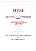 HESI PHARMACOLOGY PROCTORED EXAM ( 7 VERSIONS) / PHARMACOLOGY HESI PROCTORED EXAM ( 7 VERSIONS) (500+ Q&A 100% CORRECT) | VERIFIED AND RATED 100%: COMPLETE GUIDE