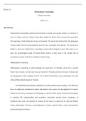 scholarly reseach article ly  1 .docx    PSYC 351  Multicultural Counselling  Liberty University PSYC 351  Introduction  Multicultural counselling responds professionally to people from groups termed as a minority in terms of culture and race. Lillian Com