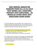 Exam (elaborations) ADN 007 HESI MENTAL HEALTH RN RANDOM FROM ALL V1-V3 2018 TEST BANKS (ALL TOGETHERVARIOUS TEST QUESTIONS – 38 PAGES OF STUDY NOTE TEST QUESTIONS FROM EXAM)