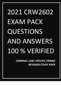 2021 CRW2602 EXAM PACK QUESTIONS AND ANSWERS 100 % VERIFIED