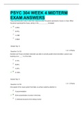 PSYC 304 WEEK 4 MIDTERM  EXAM ANSWERS