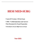 HESI PN Med Surg Exam (20 Versions, 1500+ Verified Q & A, Latest-2021) / PN HESI Med Surg Exam / Med Surg HESI PN Exam / Med Surg PN HESI Exam |Complete Guide for HESI Exam|