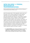 NETW 584 Week 1 Discussion Question 1 – Federal Regulation of Telecommunications WITH CORRECT ANSWERS ASSURED GRADE A