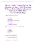 NR 601 / NR601 Primary Care of the Maturing and Aged Family Practicum Midterm Review | Rated A Complete Guide | Latest 2021/2022 | Chamberlain College