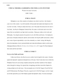 Ethics Task 1..docx  EHM1  ETHICAL THEORIES, LEADERSHIP & THE ETHICAL LENS INVENTORY  Western Governors University EHM1 TASK 1  ETHICAL TRAITS  Philippines is one of the countries in Southeast Asia where I am from.  My formative years were in this country