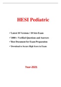 HESI Pediatrics Exam (18 Newest Versions, 1000+ Q & A, 2021) / Pediatrics HESI Exam |Complete Document to Secure HIGHSCORE|