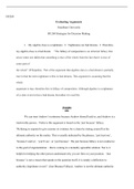 HU260   W4Assignment.docx  1  HU260  Evaluating Arguments  Grantham University  HU260 Strategies for Decision Making  1.   My algebra class is a nightmare.  2.  Nightmares are bad dreams.  3. Therefore, my algebra class is a bad dream.    œThe fallacy of 