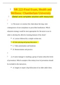 Chamberlain NR 222 Final Exam / Chamberlain NR222 Final Exam (latest): Health and Wellness: Chamberlain University (Already graded A)