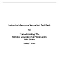 Test bank for Transforming the School Counseling Profession, 5th Edition, Bradley T. Erford