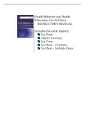 Test bank for Health Behavior and Health Education Theory, Research, and Practice, 4th Edition, Karen Glanz, Barbara K. Rimer, K. Viswanath