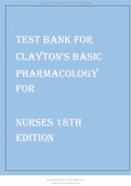 TEST BANK FOR CLAYTON’S BASIC PHARMACOLOGY FOR NURSES 18TH EDITION BY WILLIHNGANZz