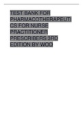 Test Bank for Pharmacotherapeutics for Nurse Practitioner Prescribers 3rd Edition by Woo