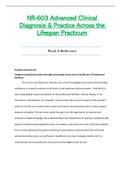 NR603 / NR-603 Week 8 Reflection (Latest): Advanced Clinical Diagnosis and Practice Across the Lifespan Practicum - Chamberlain