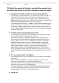 P4-M1-D1: identify key aspects of legislation and guidelines relevant to the prevention and control of infection in a health or social care setting and explain how to manage an outbreak of infection in a health or social care setting, assess how the sugge