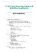 NR602 / NR-602 Week 3 Quiz Study Guide (Latest): Primary Care of the Childbearing & Childrearing Family Practicum - Chamberlain