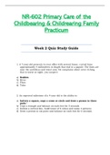 NR602 / NR-602 Week 2 Quiz Study Guide (Latest): Primary Care of the Childbearing & Childrearing Family Practicum - Chamberlain