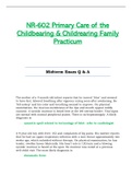 NR602 / NR-602 Midterm Exam Q & A (Latest): Primary Care of the Childbearing & Childrearing Family Practicum - Chamberlain