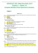 SOCIOLOGY 2001_Mega Quiz Bank_2019_248 Pages_Chapter 4 to 18 > Louisiana State University > Guaranteed Grade A+