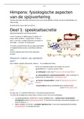 samenvatting fysiologische aspecten van de spijsvertering 