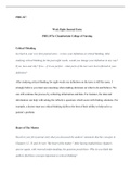 journal 8  Phil347.docx  PHIL347  Week Eight Journal Entry  PHIL347n- Chamberlain College of Nursing  Critical Thinking   Go back to your very first journal entry “ review your definition of critical thinking. After studying critical thinking for the past