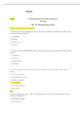 Pharmacology Quiz 1 May 2021 take Home.docx    Ch.1  NR 293  6Chamberlain University College of Nursing  NR 293 Pharmacology Quiz1   Select the best answer for each question.  1. Which phase of the nursing process requires the nurse to establish a compreh