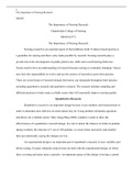 NursingResearchpaper.docx  NR439  The Importance of Nursing Research  Chamberlain College of Nursing  NR439-63771  The Importance of Nursing Research  Nursing research is an essential aspect of the healthcare field. Evidence based practice is a guideline 