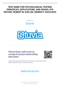 TEST BANK FOR PSYCHOLOGICAL TESTING PRINCIPLES, APPLICATIONS, AND ISSUES, 9TH EDITION, ROBERT M. KAPLAN, DENNIS P. SACCUZZO