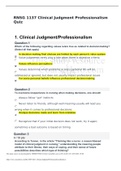 RNSG 1137 Clinical Judgment Professionalism Quiz with graded A answers