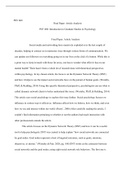 psy600finalpaper  PSY 600  Final Paper: Article Analysis  PSY 600: Introduction to Graduate Studies in Psychology  Final Paper: Article Analysis  Social media and networking have massively exploded over the last couple of decades, helping to connect us in