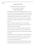 Wk5Assgn  PSYC  3002.doc  PSYC 3002  Analysis of Variance (ANOVA)  Bachelor of Science in Psychology, Walden University  PSYC 3002: Introduction to Basic Statistics  Analysis of Variance (ANOVA)  1.   The null hypothesis is that there will not be any sign